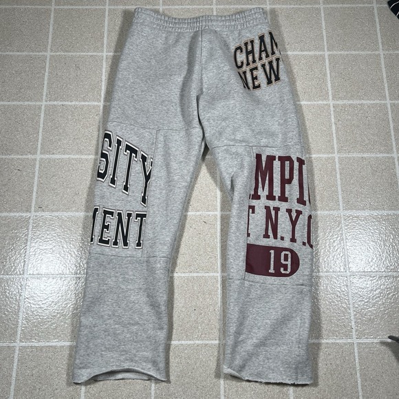 Champion Authentic Athletic Patchwork Sweat Pants Logo Size M Wide Leg Baggy - Picture 1 of 6